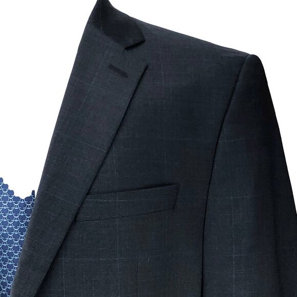 Ralph Lauren LRL Mens Size 40R Sport Coat Blazer Jacket Charcoal Blue Windowpane - Picture 4 of 15